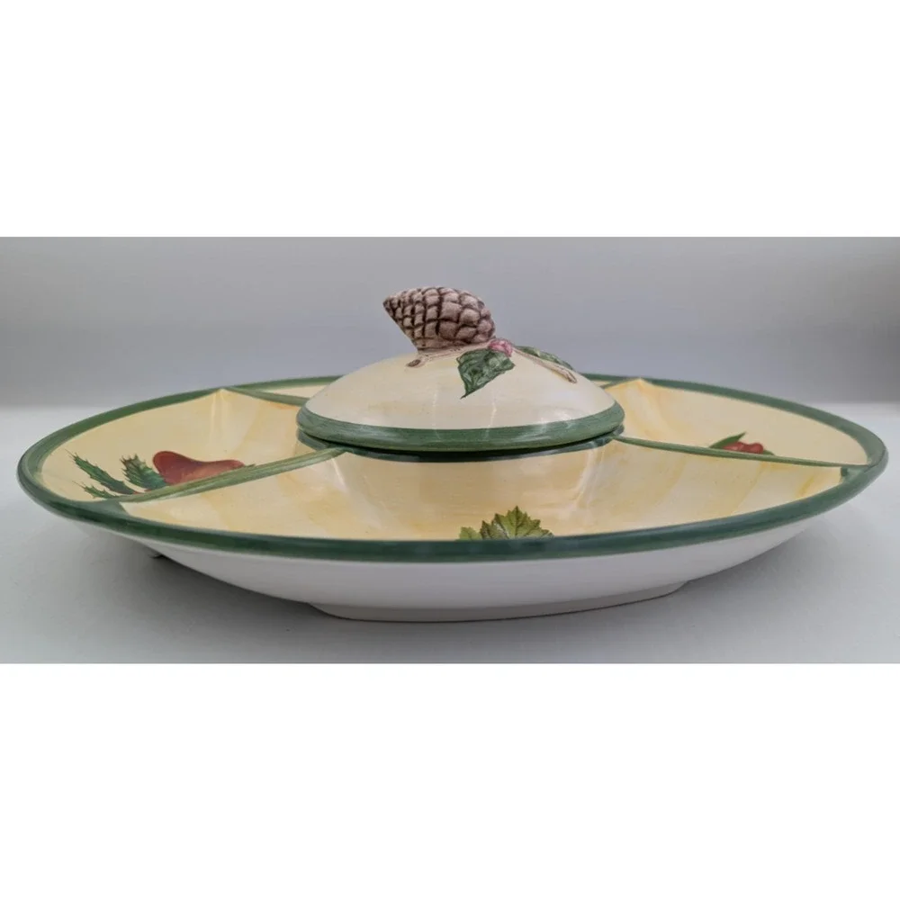 Villeroy & Boch French Noel Garden Holiday Serving Dish Chip n Dip Platter w/Lid